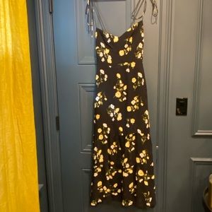 Reformation Black Floral MIDI Dress